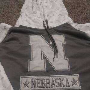 Colosseum Hoodie Mens Size Large Gray Camo DHT Logo Raglan Athletic Streetwear